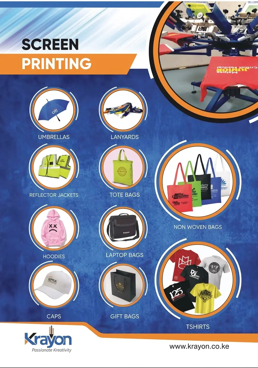 Best Quality Screen Printing Services in Nairobi Krayon +254 722 376 151