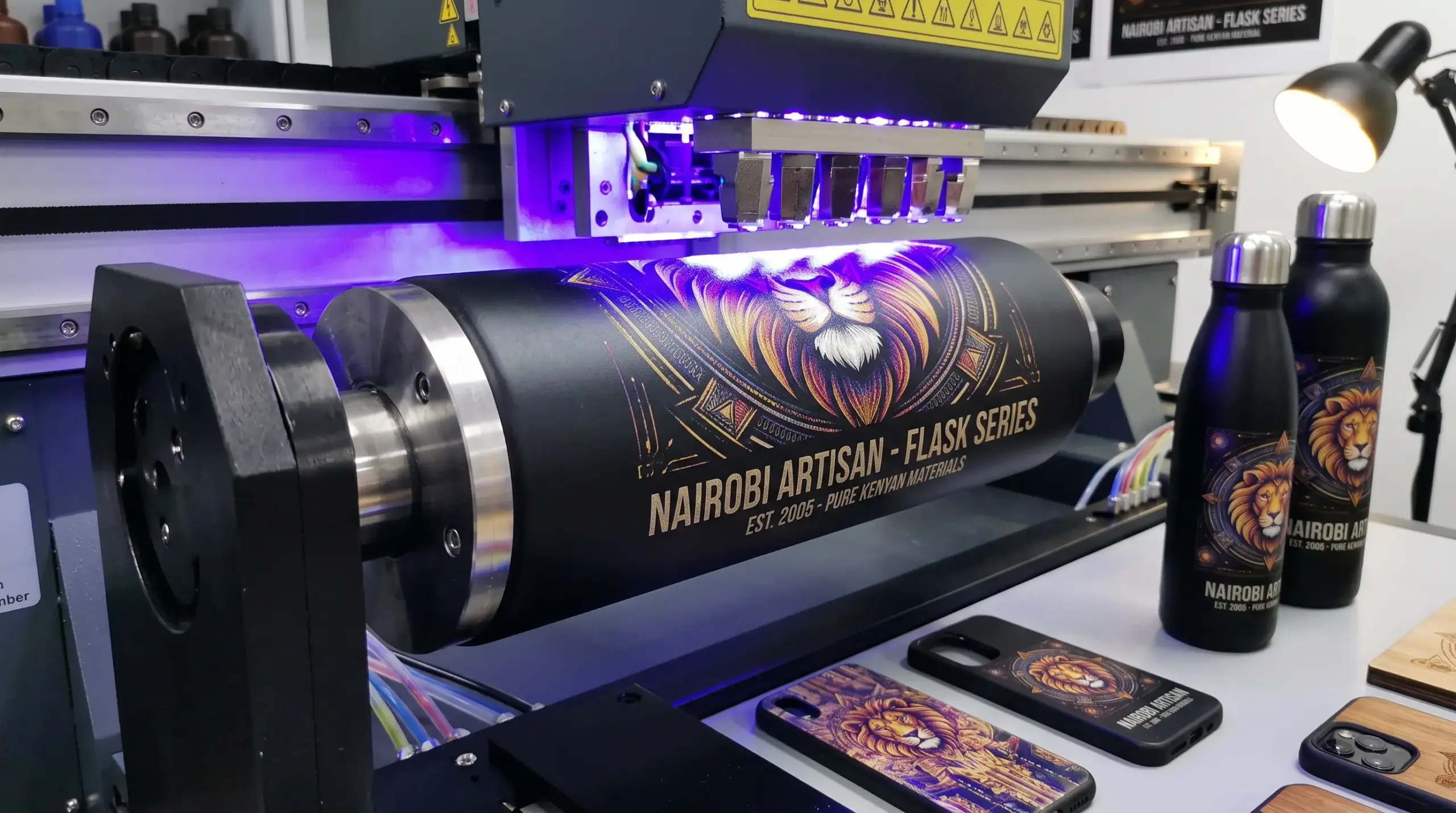 UV Rotary Printer in Nairobi, Kenya Seamless 360° Printing Krayon +254 722 376 151